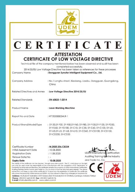 Cina Dongguan Synutar Intelligent Equipment Co., Ltd. Sertifikasi